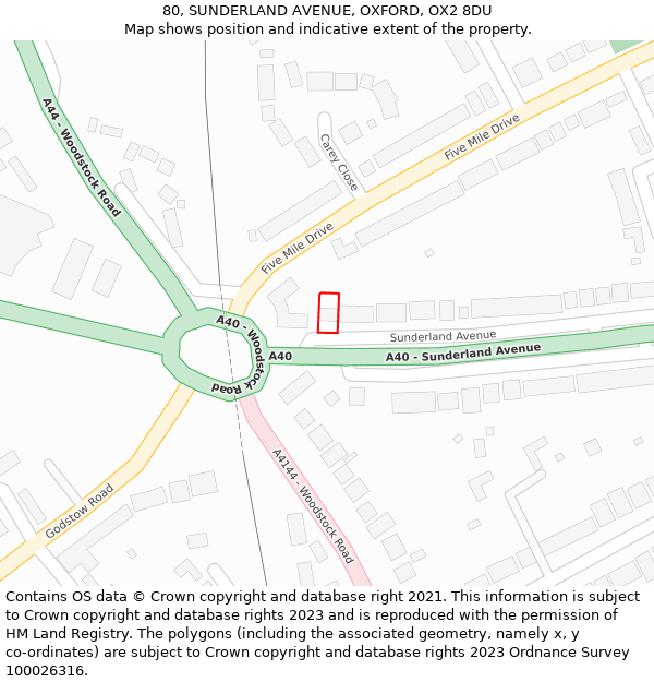 80, SUNDERLAND AVENUE, OXFORD, OX2 8DU: Location map and indicative extent of plot