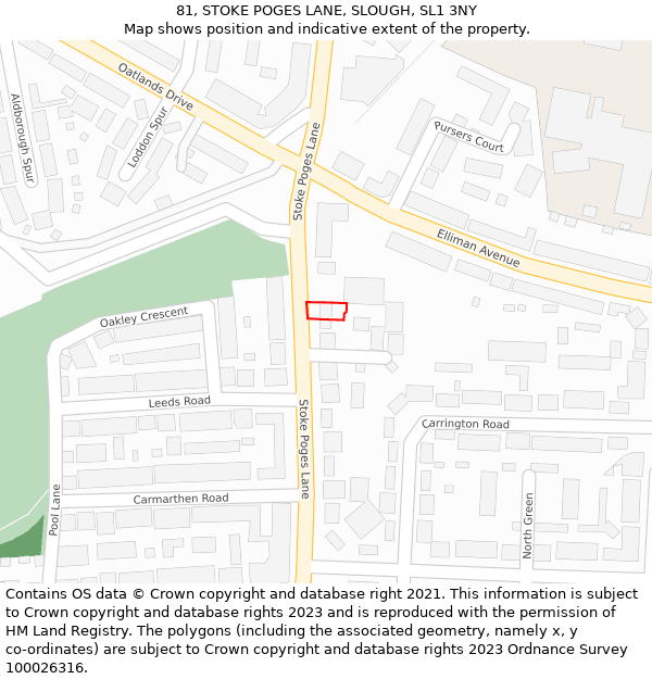 81, STOKE POGES LANE, SLOUGH, SL1 3NY: Location map and indicative extent of plot