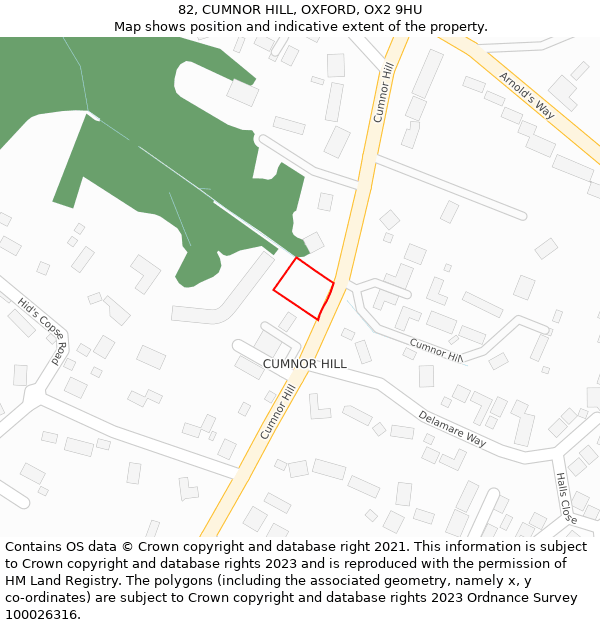 82, CUMNOR HILL, OXFORD, OX2 9HU: Location map and indicative extent of plot