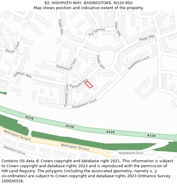 82, HIGHPATH WAY, BASINGSTOKE, RG24 9SU: Location map and indicative extent of plot