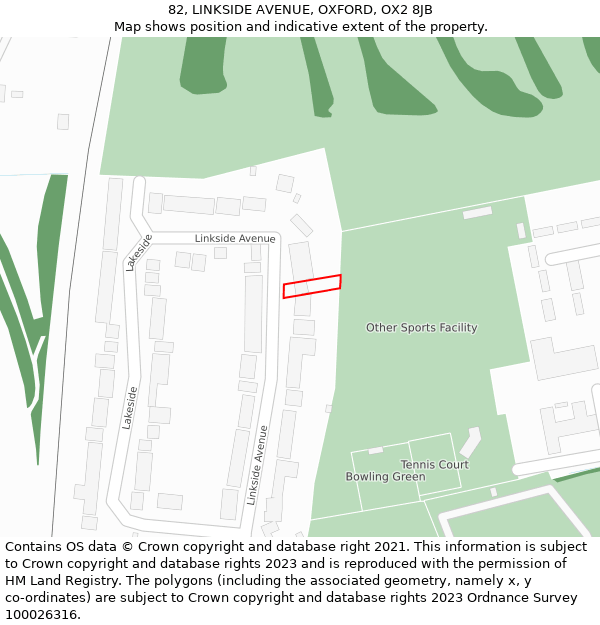 82, LINKSIDE AVENUE, OXFORD, OX2 8JB: Location map and indicative extent of plot