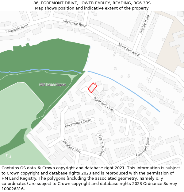 86, EGREMONT DRIVE, LOWER EARLEY, READING, RG6 3BS: Location map and indicative extent of plot
