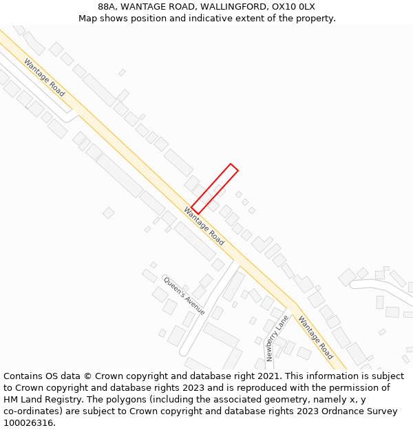 88A, WANTAGE ROAD, WALLINGFORD, OX10 0LX: Location map and indicative extent of plot