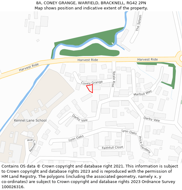 8A, CONEY GRANGE, WARFIELD, BRACKNELL, RG42 2PN: Location map and indicative extent of plot