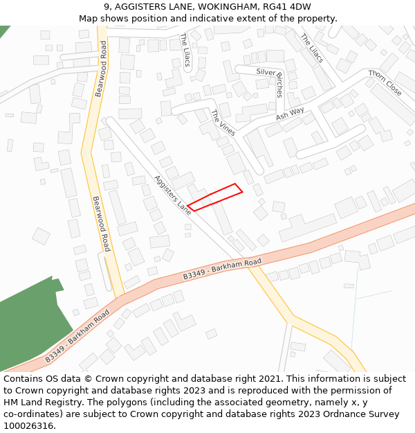 9, AGGISTERS LANE, WOKINGHAM, RG41 4DW: Location map and indicative extent of plot