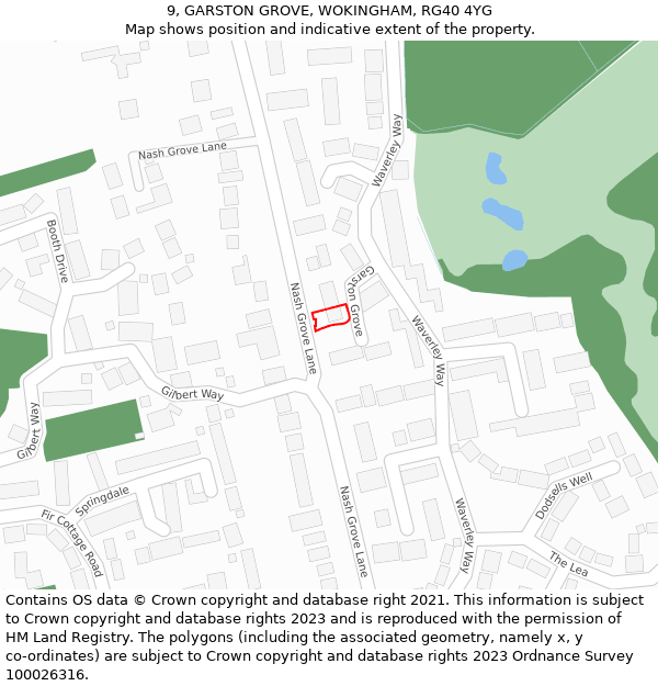 9, GARSTON GROVE, WOKINGHAM, RG40 4YG: Location map and indicative extent of plot