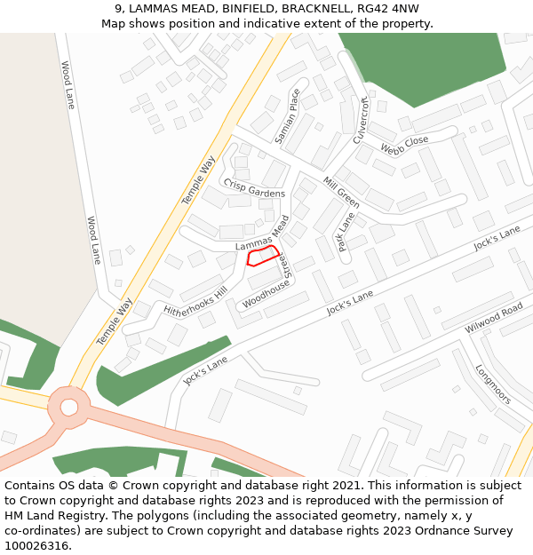 9, LAMMAS MEAD, BINFIELD, BRACKNELL, RG42 4NW: Location map and indicative extent of plot