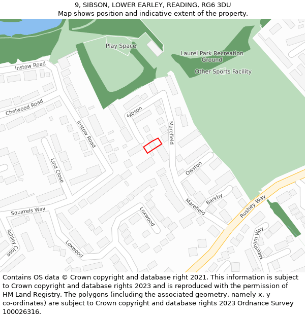 9, SIBSON, LOWER EARLEY, READING, RG6 3DU: Location map and indicative extent of plot