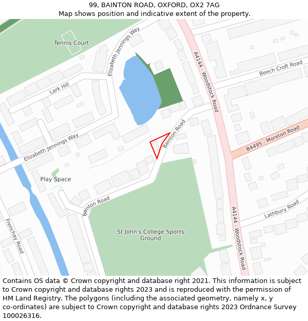 99, BAINTON ROAD, OXFORD, OX2 7AG: Location map and indicative extent of plot