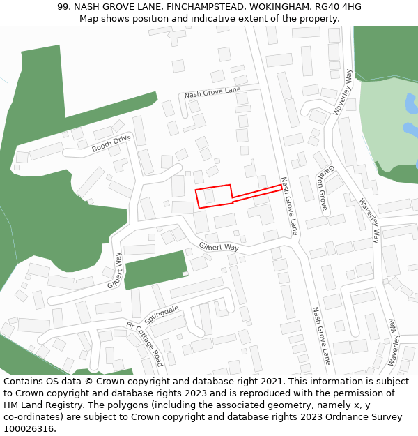 99, NASH GROVE LANE, FINCHAMPSTEAD, WOKINGHAM, RG40 4HG: Location map and indicative extent of plot