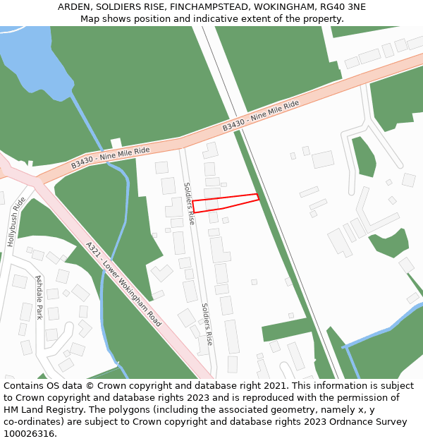 ARDEN, SOLDIERS RISE, FINCHAMPSTEAD, WOKINGHAM, RG40 3NE: Location map and indicative extent of plot
