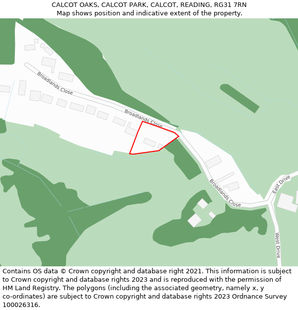 CALCOT OAKS, CALCOT PARK, CALCOT, READING, RG31 7RN: Location map and indicative extent of plot