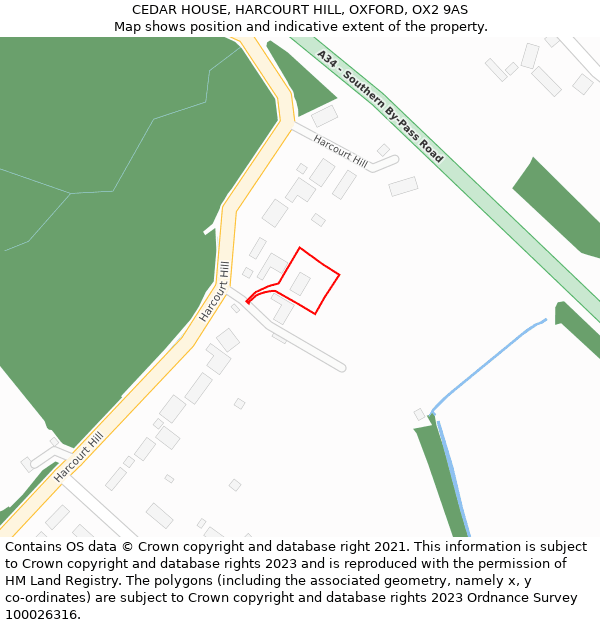 CEDAR HOUSE, HARCOURT HILL, OXFORD, OX2 9AS: Location map and indicative extent of plot