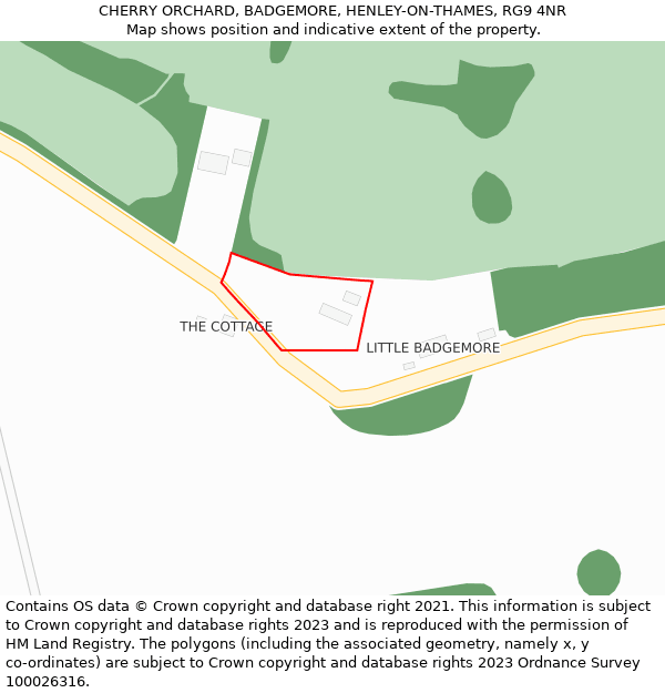 CHERRY ORCHARD, BADGEMORE, HENLEY-ON-THAMES, RG9 4NR: Location map and indicative extent of plot