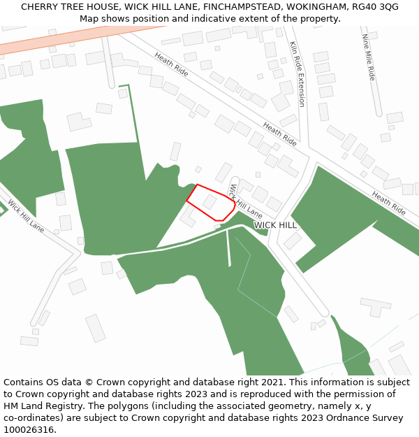 CHERRY TREE HOUSE, WICK HILL LANE, FINCHAMPSTEAD, WOKINGHAM, RG40 3QG: Location map and indicative extent of plot