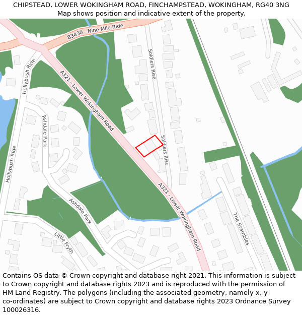 CHIPSTEAD, LOWER WOKINGHAM ROAD, FINCHAMPSTEAD, WOKINGHAM, RG40 3NG: Location map and indicative extent of plot