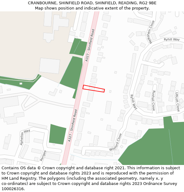CRANBOURNE, SHINFIELD ROAD, SHINFIELD, READING, RG2 9BE: Location map and indicative extent of plot
