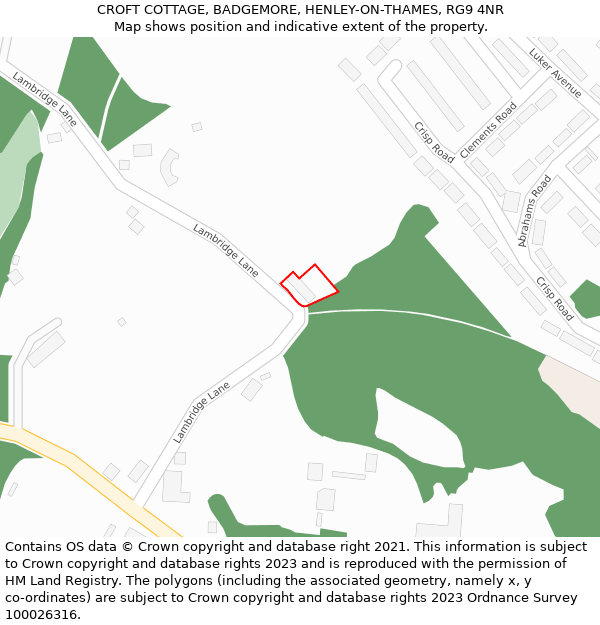 CROFT COTTAGE, BADGEMORE, HENLEY-ON-THAMES, RG9 4NR: Location map and indicative extent of plot