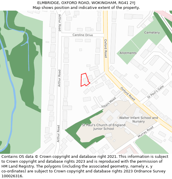 ELMBRIDGE, OXFORD ROAD, WOKINGHAM, RG41 2YJ: Location map and indicative extent of plot