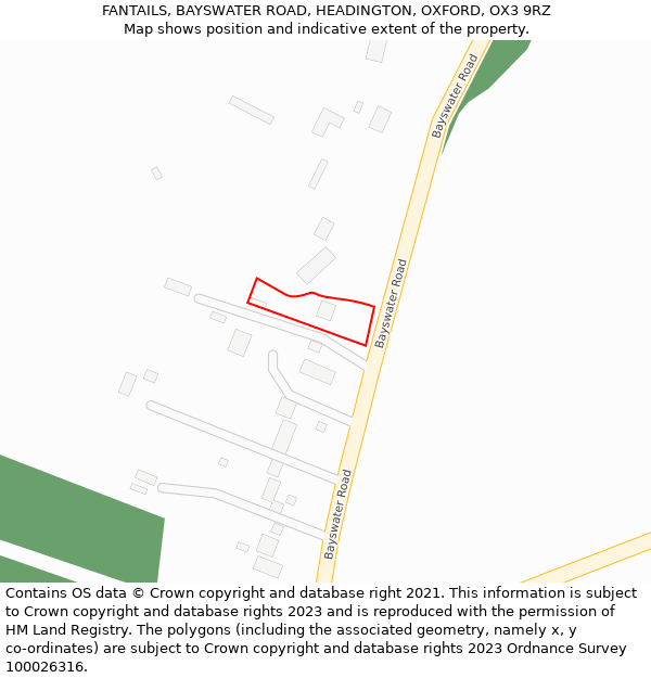 FANTAILS, BAYSWATER ROAD, HEADINGTON, OXFORD, OX3 9RZ: Location map and indicative extent of plot