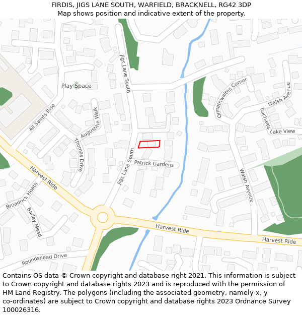 FIRDIS, JIGS LANE SOUTH, WARFIELD, BRACKNELL, RG42 3DP: Location map and indicative extent of plot