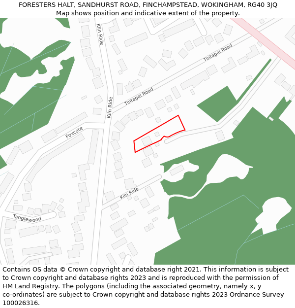 FORESTERS HALT, SANDHURST ROAD, FINCHAMPSTEAD, WOKINGHAM, RG40 3JQ: Location map and indicative extent of plot