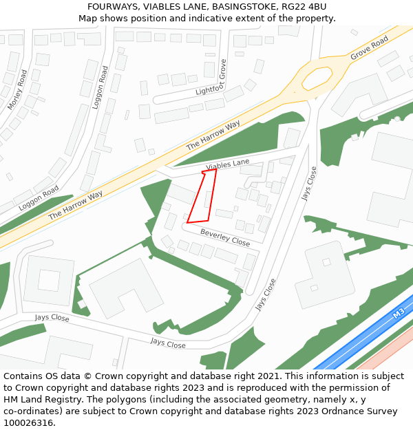 FOURWAYS, VIABLES LANE, BASINGSTOKE, RG22 4BU: Location map and indicative extent of plot