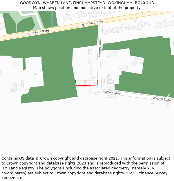 GOODWYN, WARREN LANE, FINCHAMPSTEAD, WOKINGHAM, RG40 4HR: Location map and indicative extent of plot