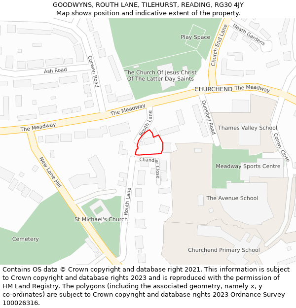 GOODWYNS, ROUTH LANE, TILEHURST, READING, RG30 4JY: Location map and indicative extent of plot