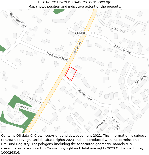 HILGAY, COTSWOLD ROAD, OXFORD, OX2 9JG: Location map and indicative extent of plot