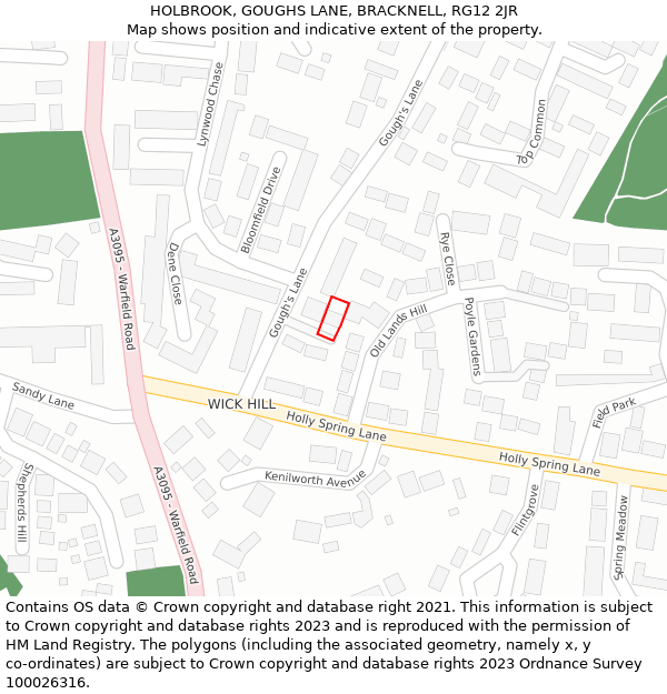 HOLBROOK, GOUGHS LANE, BRACKNELL, RG12 2JR: Location map and indicative extent of plot