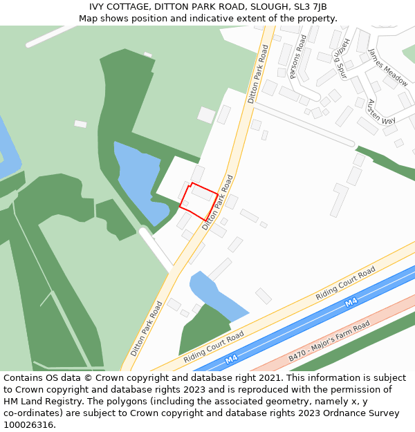 IVY COTTAGE, DITTON PARK ROAD, SLOUGH, SL3 7JB: Location map and indicative extent of plot