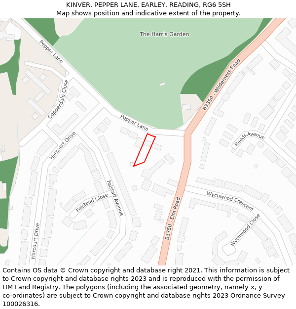 KINVER, PEPPER LANE, EARLEY, READING, RG6 5SH: Location map and indicative extent of plot
