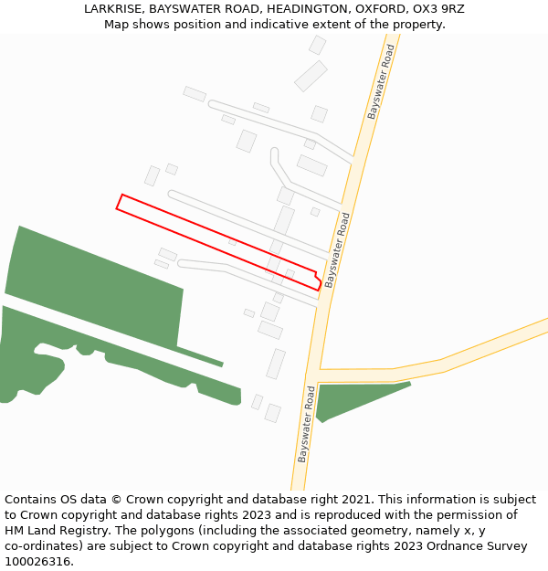 LARKRISE, BAYSWATER ROAD, HEADINGTON, OXFORD, OX3 9RZ: Location map and indicative extent of plot