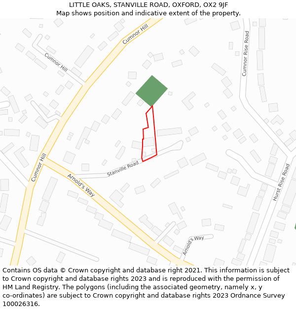 LITTLE OAKS, STANVILLE ROAD, OXFORD, OX2 9JF: Location map and indicative extent of plot