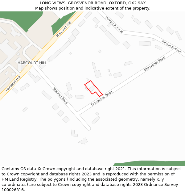 LONG VIEWS, GROSVENOR ROAD, OXFORD, OX2 9AX: Location map and indicative extent of plot