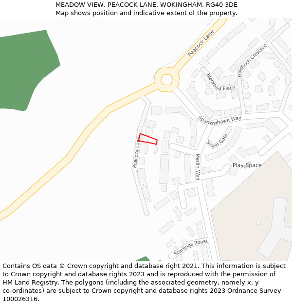 MEADOW VIEW, PEACOCK LANE, WOKINGHAM, RG40 3DE: Location map and indicative extent of plot