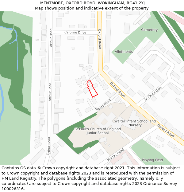 MENTMORE, OXFORD ROAD, WOKINGHAM, RG41 2YJ: Location map and indicative extent of plot