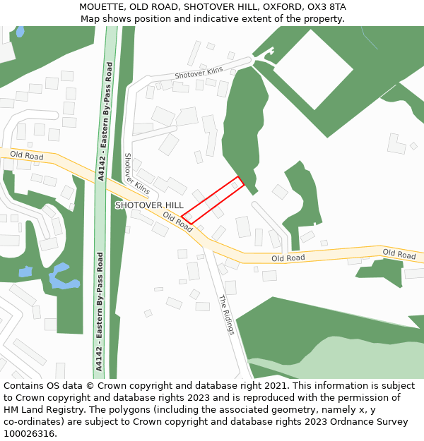MOUETTE, OLD ROAD, SHOTOVER HILL, OXFORD, OX3 8TA: Location map and indicative extent of plot
