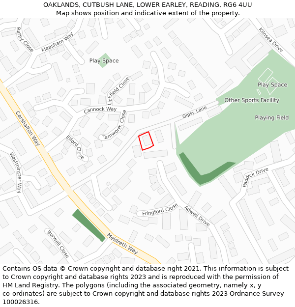 OAKLANDS, CUTBUSH LANE, LOWER EARLEY, READING, RG6 4UU: Location map and indicative extent of plot