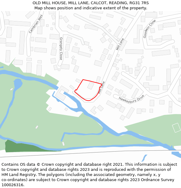 OLD MILL HOUSE, MILL LANE, CALCOT, READING, RG31 7RS: Location map and indicative extent of plot