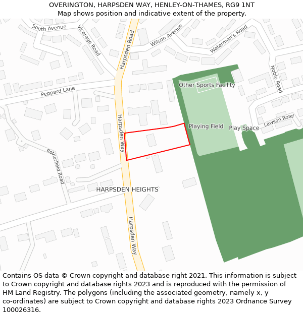 OVERINGTON, HARPSDEN WAY, HENLEY-ON-THAMES, RG9 1NT: Location map and indicative extent of plot