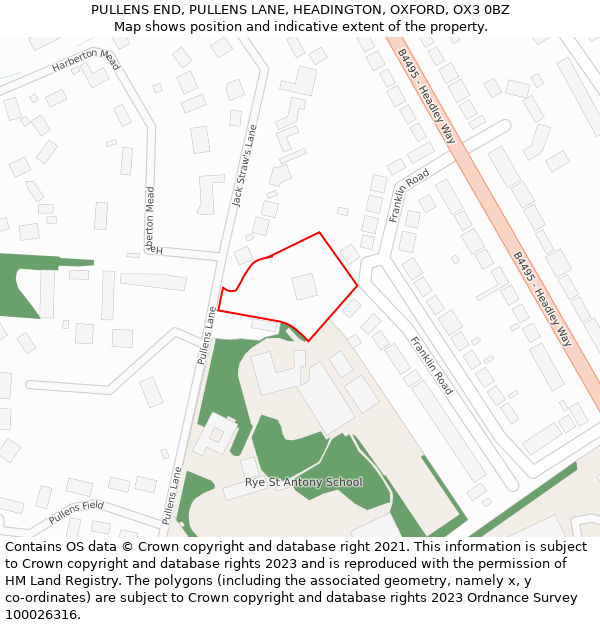 PULLENS END, PULLENS LANE, HEADINGTON, OXFORD, OX3 0BZ: Location map and indicative extent of plot