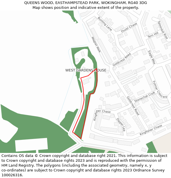 QUEENS WOOD, EASTHAMPSTEAD PARK, WOKINGHAM, RG40 3DG: Location map and indicative extent of plot