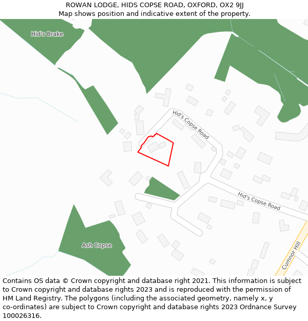 ROWAN LODGE, HIDS COPSE ROAD, OXFORD, OX2 9JJ: Location map and indicative extent of plot