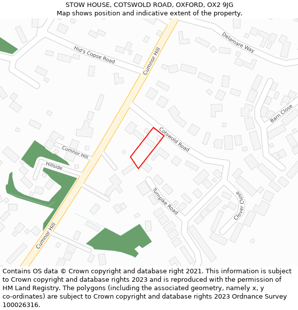 STOW HOUSE, COTSWOLD ROAD, OXFORD, OX2 9JG: Location map and indicative extent of plot