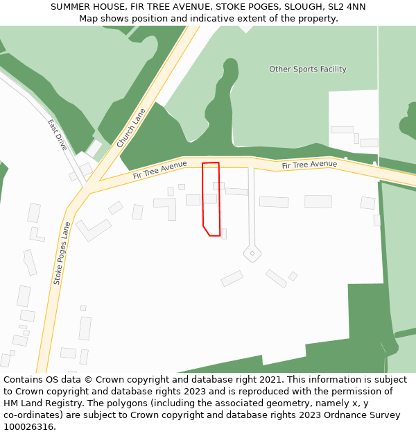 SUMMER HOUSE, FIR TREE AVENUE, STOKE POGES, SLOUGH, SL2 4NN: Location map and indicative extent of plot