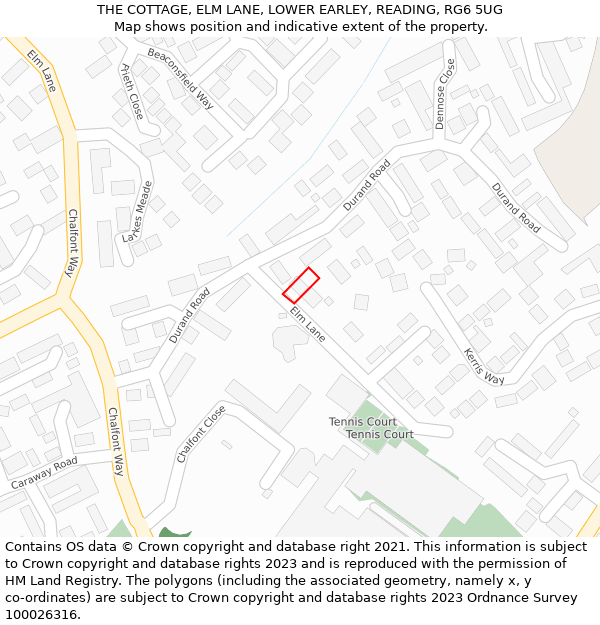 THE COTTAGE, ELM LANE, LOWER EARLEY, READING, RG6 5UG: Location map and indicative extent of plot