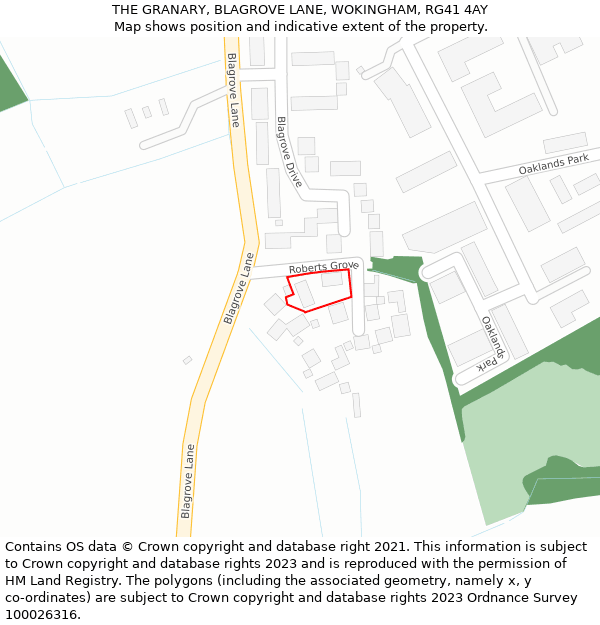 THE GRANARY, BLAGROVE LANE, WOKINGHAM, RG41 4AY: Location map and indicative extent of plot