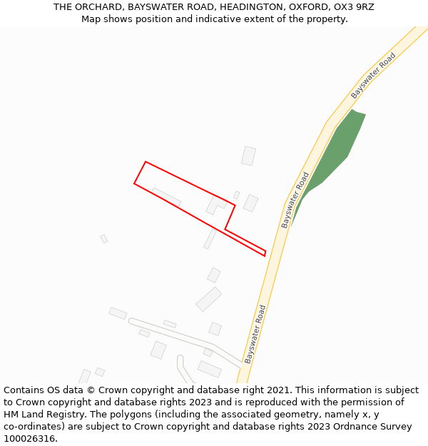 THE ORCHARD, BAYSWATER ROAD, HEADINGTON, OXFORD, OX3 9RZ: Location map and indicative extent of plot